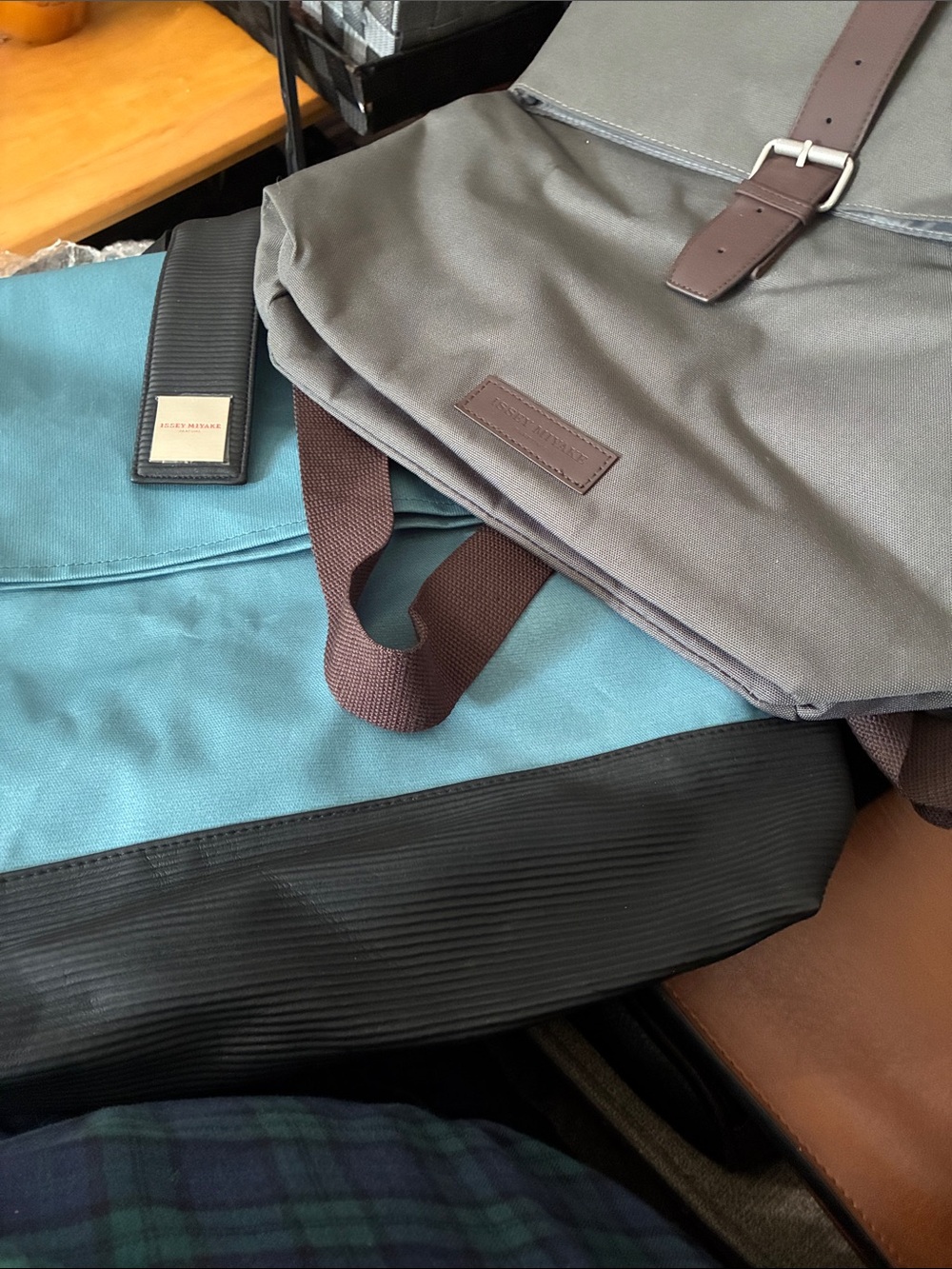 Issey Miyake Gray and Teal Roll-Top Backpack